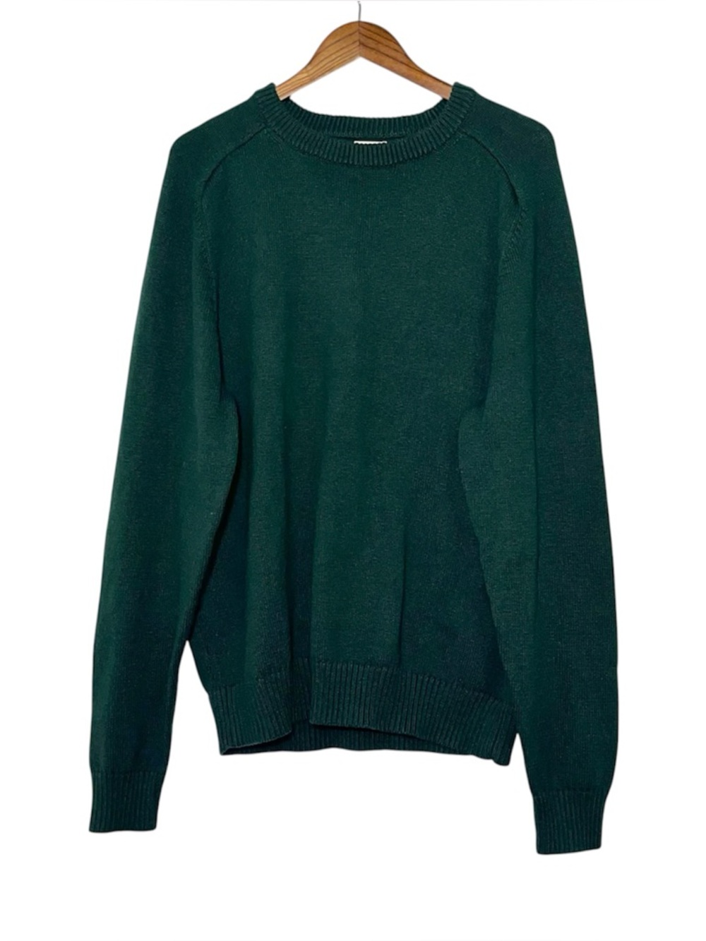 J. Crew Heritage Cotton Crewneck Sweater Men's XL Dark Forest Green Ribbed - Picture 5 of 14